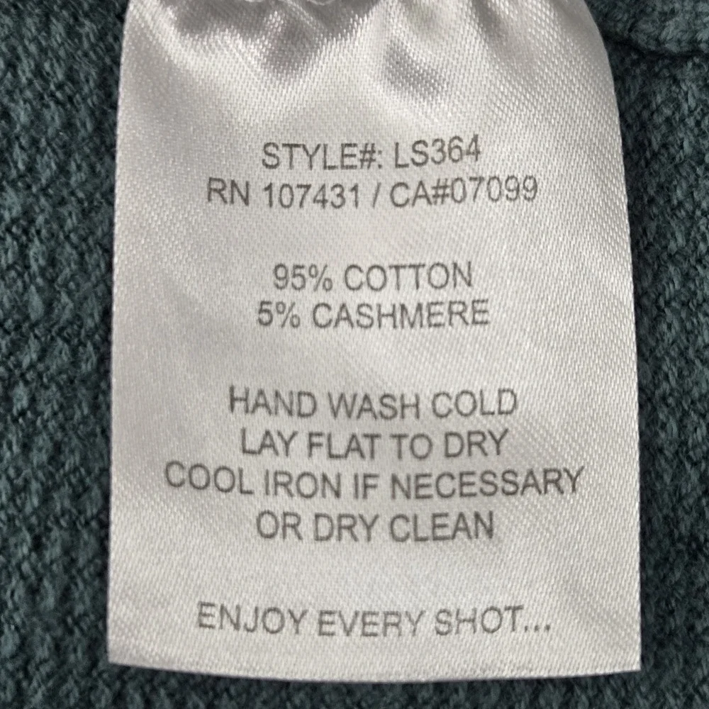 Linksoul Men Sweater XL Green Cashmere Blend Thermal Drawstring‎ Long Sleeve